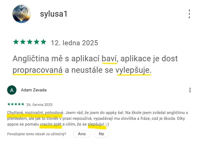 5★ recenze aplikace Kuba English z App Store