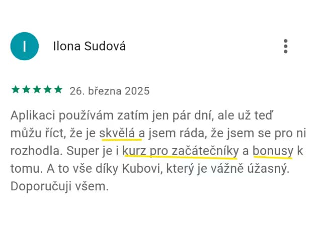 5★ recenze aplikace Kuba English z App Store