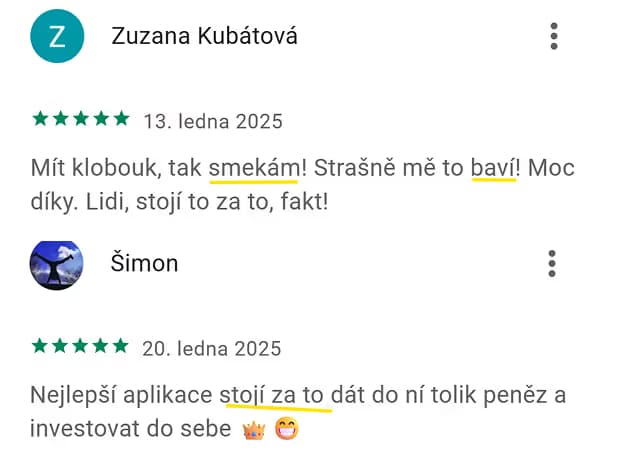 5★ recenze aplikace Kuba English z App Store