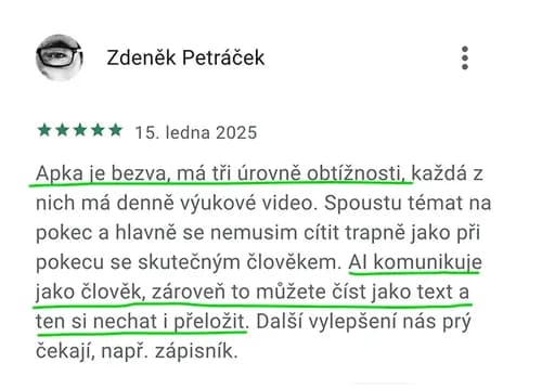 5★ recenze aplikace Kuba English z Google Play